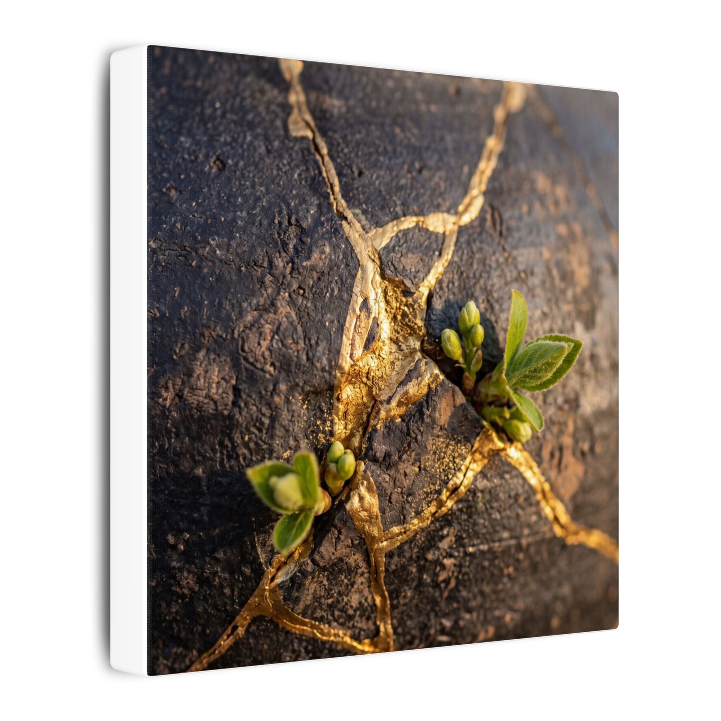 Rust Patina Gold Repair Canvas Art | Resilient Kintsugi Art