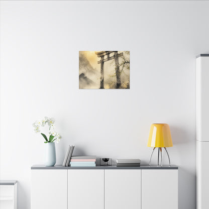 Spring Torii Gate Sumi E Canvas Art | Tranquil Decor