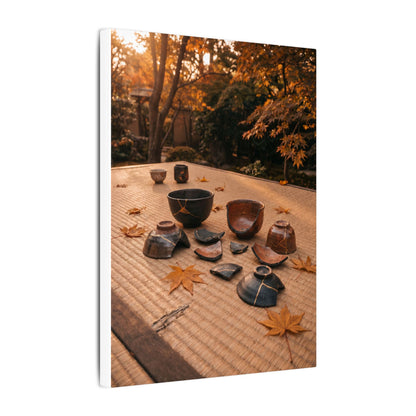 Golden Hour Tea Ceremony Canvas Art - Kintsugi Shibui