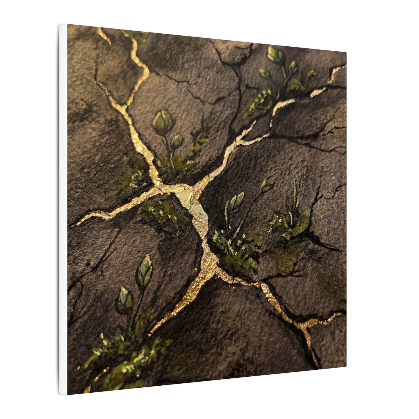 Spring Cracked Earth Charcoal Ink Canvas Art | Luxurious Decor