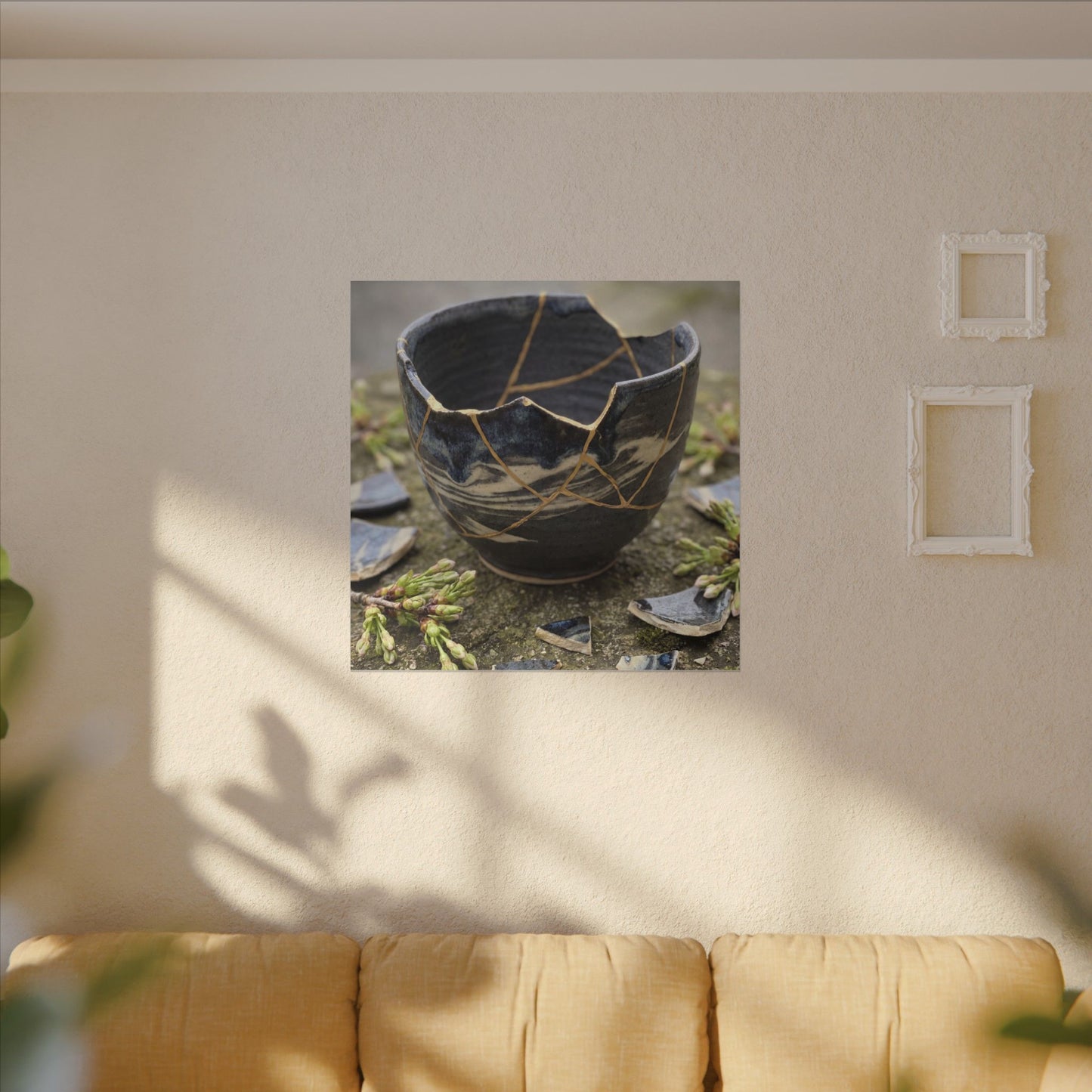 Datsuzoku Ceramic Bowl Canvas Art - Kintsugi Gold Repair