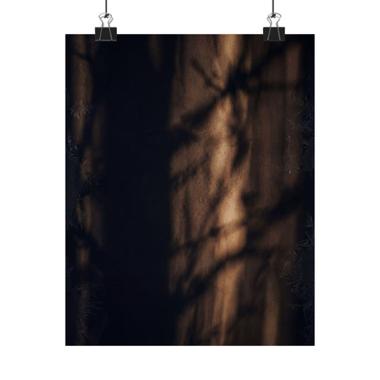 Dark Japandi Shadow Play in Candlelight | Moody Minimal Wall Art Print Art Print