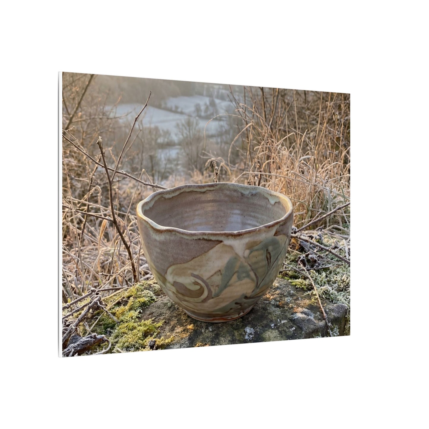 Golden Hour Ceramic Bowl Canvas Art - Japandi Shibui