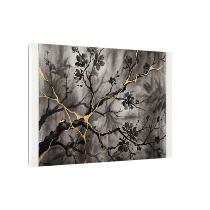 Kanso Cherry Blossom Canvas Art - Kintsugi Crackle Gold