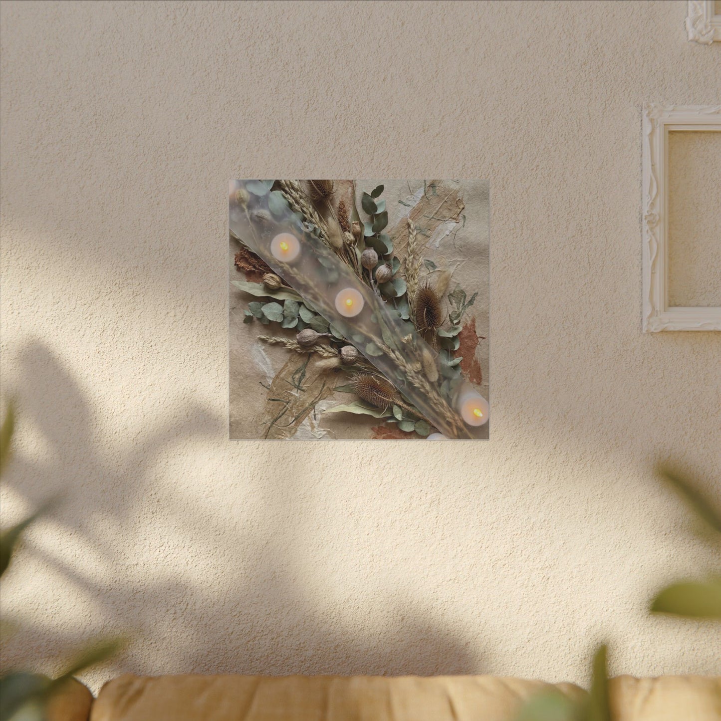 Candlelight Dried Flowers Canvas Art - Japandi Kanso