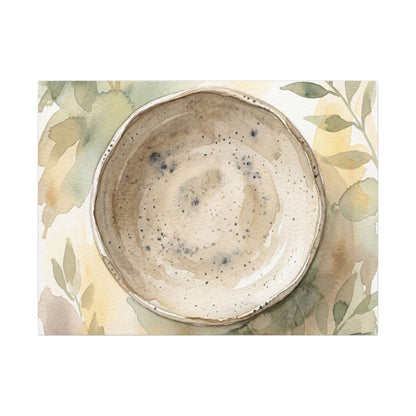 Ceramic Bowl Watercolor Canvas Art | Warm Japandi Art