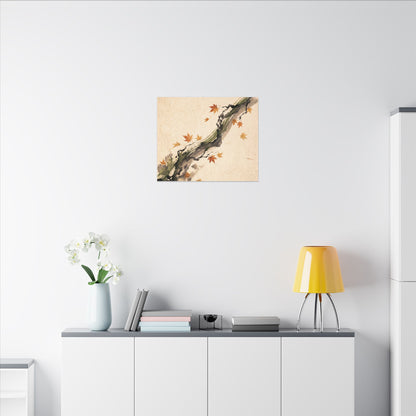 Ink Brushstroke Autumn Canvas Art | Zen Calm Design