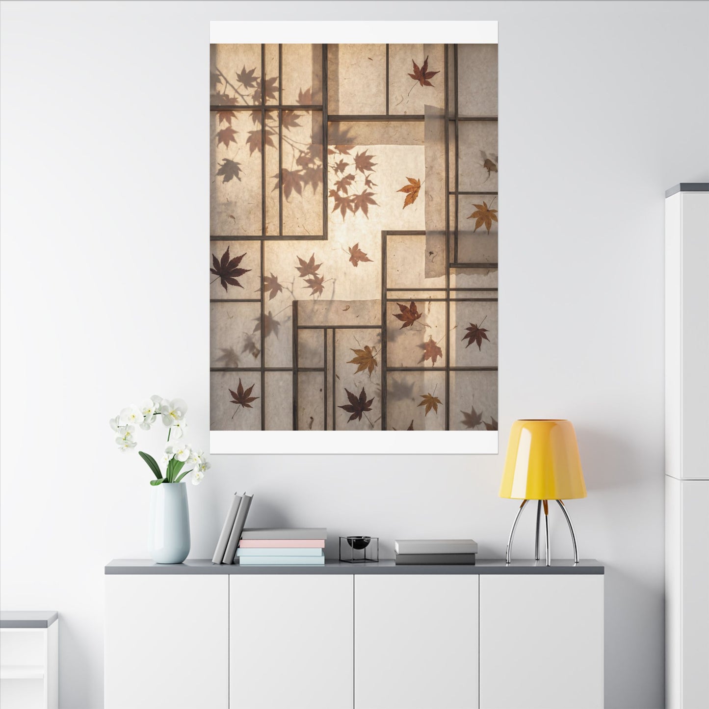 Shoji Screen Japanese Pattern Canvas Art | Neutral Japandi Art