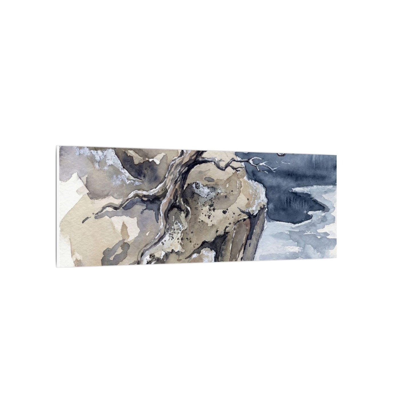 Pine Tree Canvas Art | Winter Japandi Watercolor Art