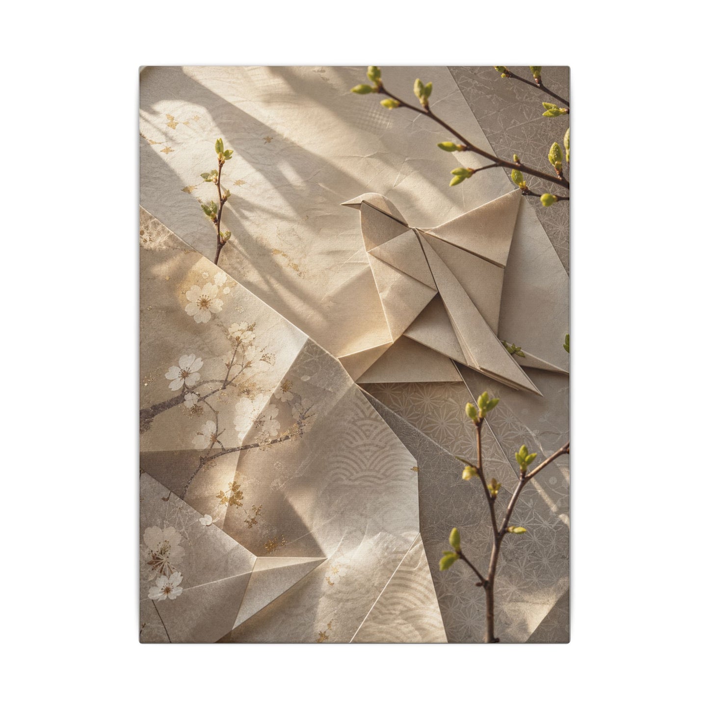 Golden Hour Paper Fold Canvas Art - Japandi Fukinsei