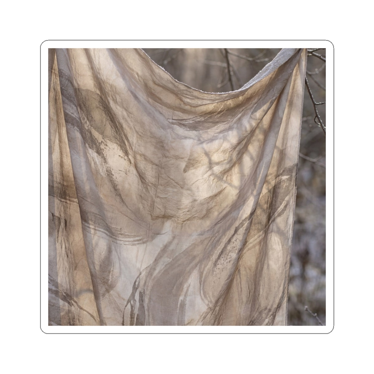 Silk Drape Japanese Pattern Sticker | Neutral Japandi Art Art Print