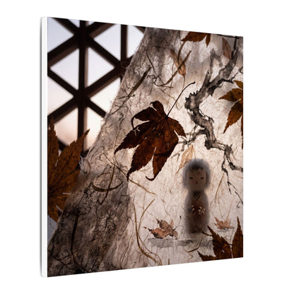 Shoji Screen Autumn Canvas Art | Dark Japandi Atmospheric Design