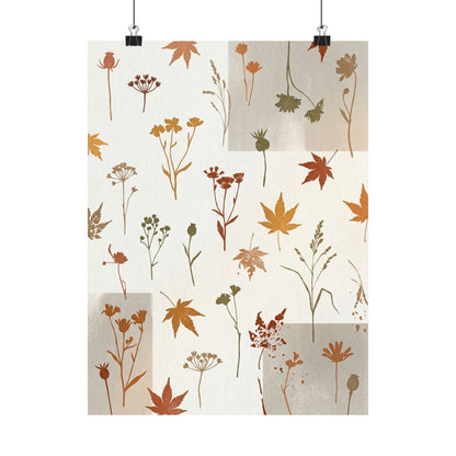 Warm Dried Flowers Wall Art Print - Japanese Pattern Japandi