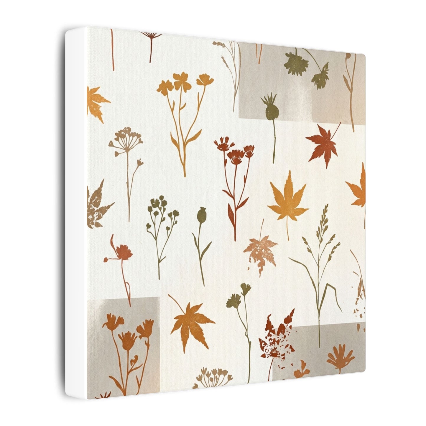 Autumn Dried Flowers Japanese Pattern Canvas Art | Elegant Decor