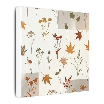 Autumn Dried Flowers Japanese Pattern Canvas Art | Elegant Decor