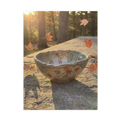 Japandi Ceramic Bowl in Golden Hour | Japanese Pattern Canvas Art