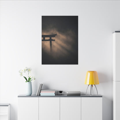 Torii Gate Shadow Zen Canvas Art | Bold Dark Japandi Art