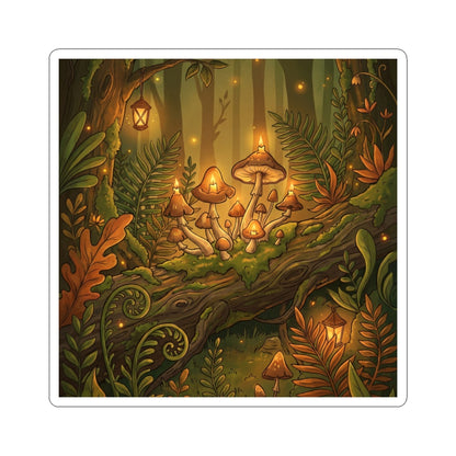 Summer Wild Mushrooms Forest Whimsy Sticker | Rustic Decor Art Print