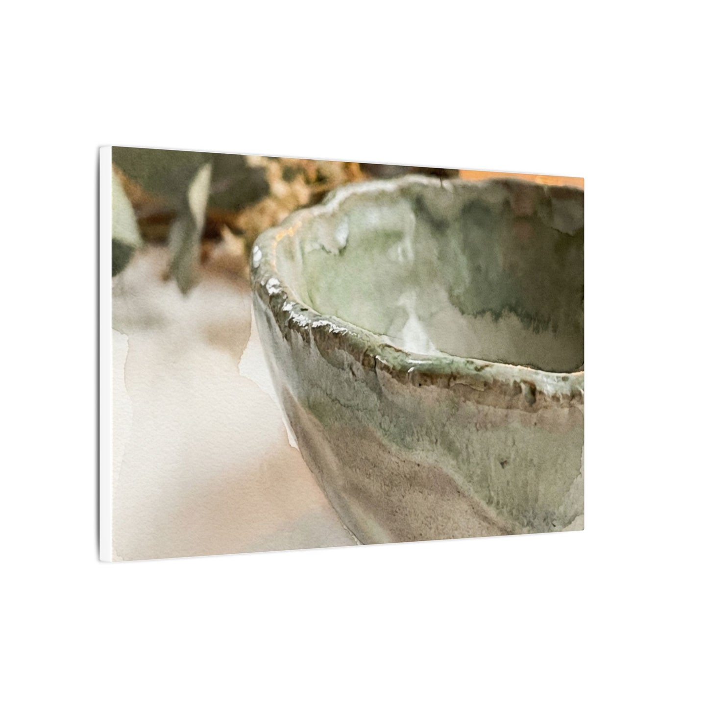 Ceramic Bowl Canvas Art | Summer Japandi Watercolor Art