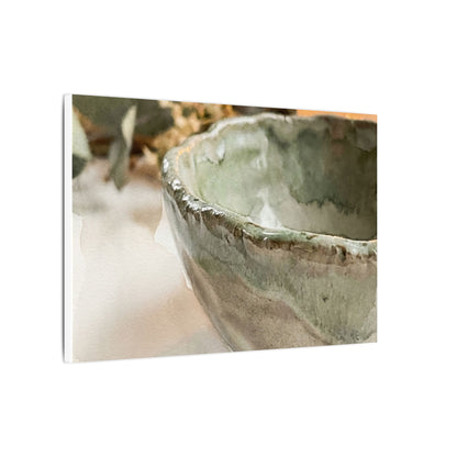 Ceramic Bowl Canvas Art | Summer Japandi Watercolor Art