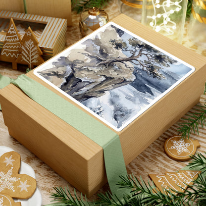 Winter Pine Tree Watercolor Sticker | Neutral Decor Art Print