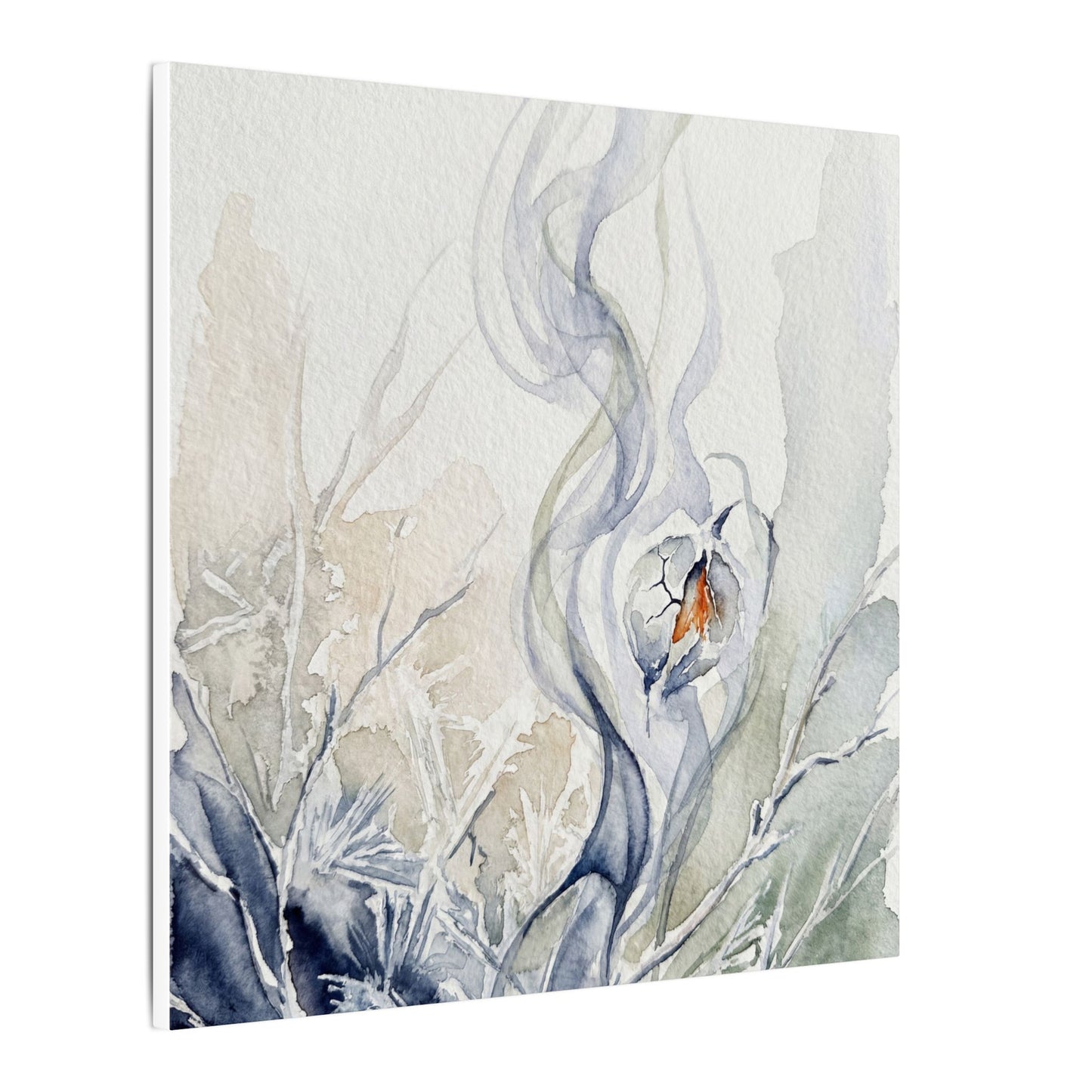 Earthy Incense Smoke Canvas Art - Watercolor Japandi