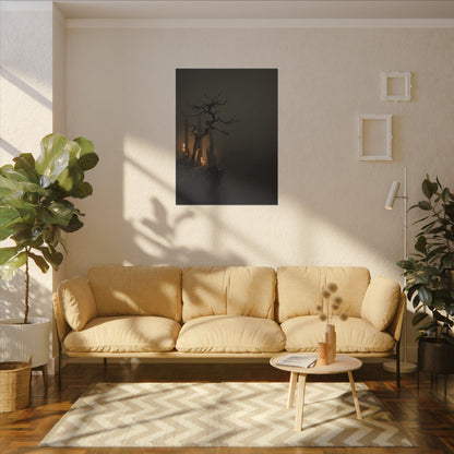 Ma Pine Tree Canvas Art - Dark Japandi Shadow Zen