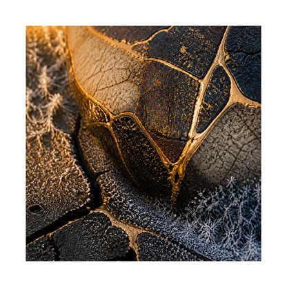 Kintsugi Cracked Earth in Golden Hour | Gold Repair Wall Art Print