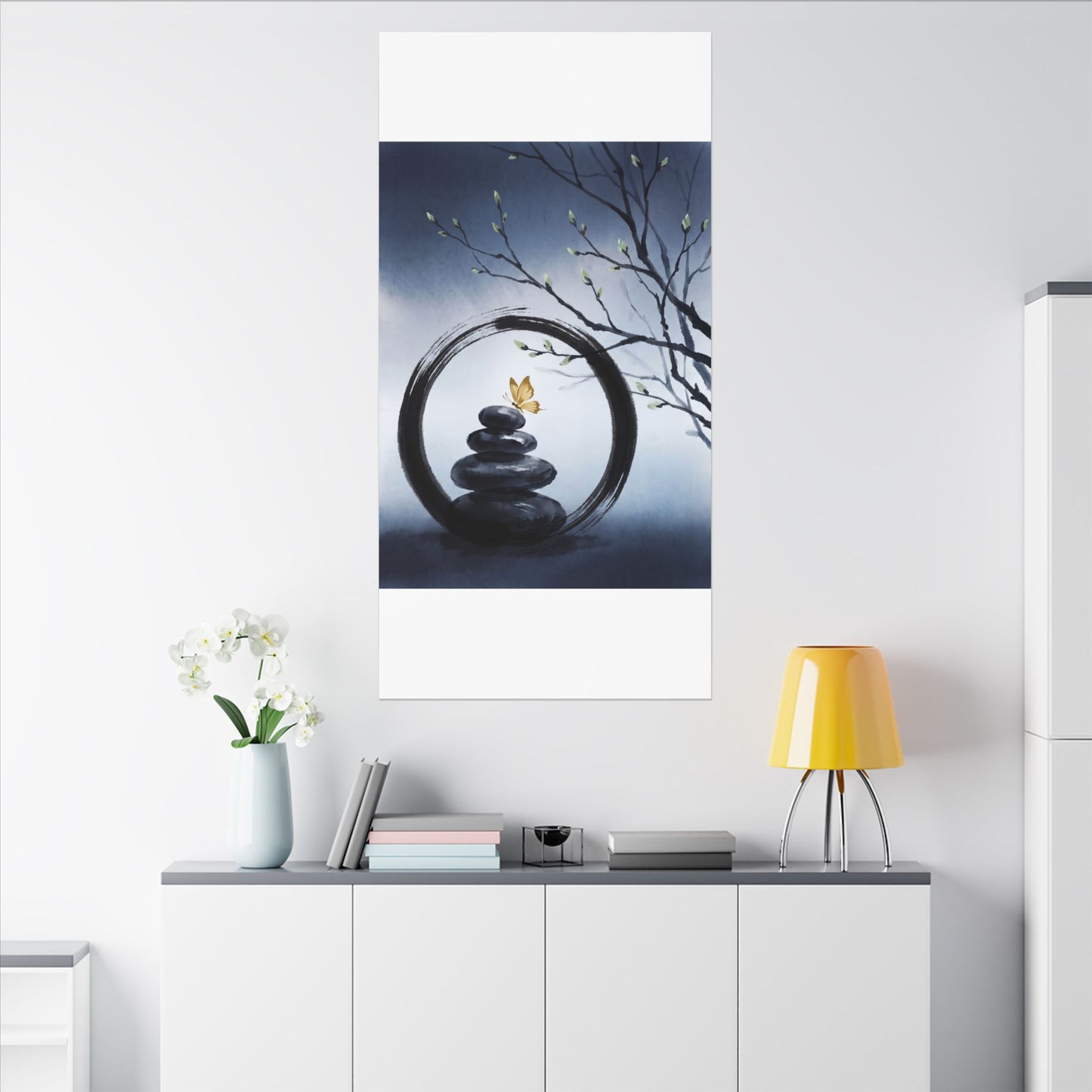 River Stones Spring Canvas Art | Zen Peaceful Design