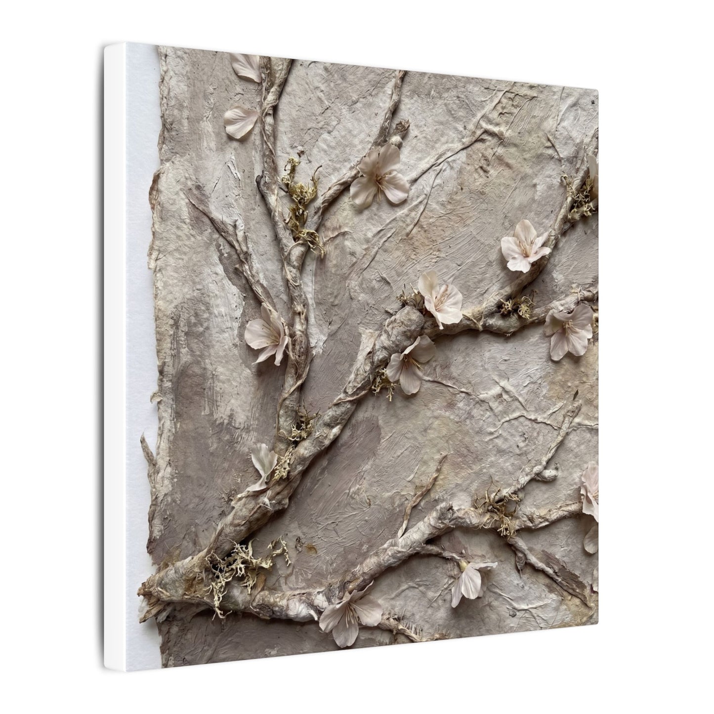 Summer Cherry Blossom Texture Canvas Art | Earthy Decor