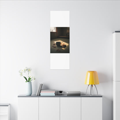 Dark Japandi Tea Ceremony in Golden Hour | Moody Minimal Canvas Art