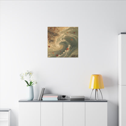 Japandi Ocean Wave in Candlelight | Japanese Pattern Canvas Art