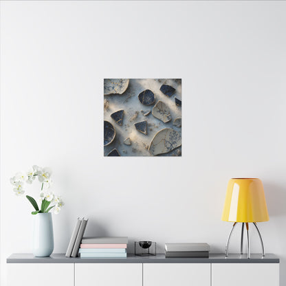 Broken Pottery Canvas Art | Winter Kintsugi Gold Vein Art