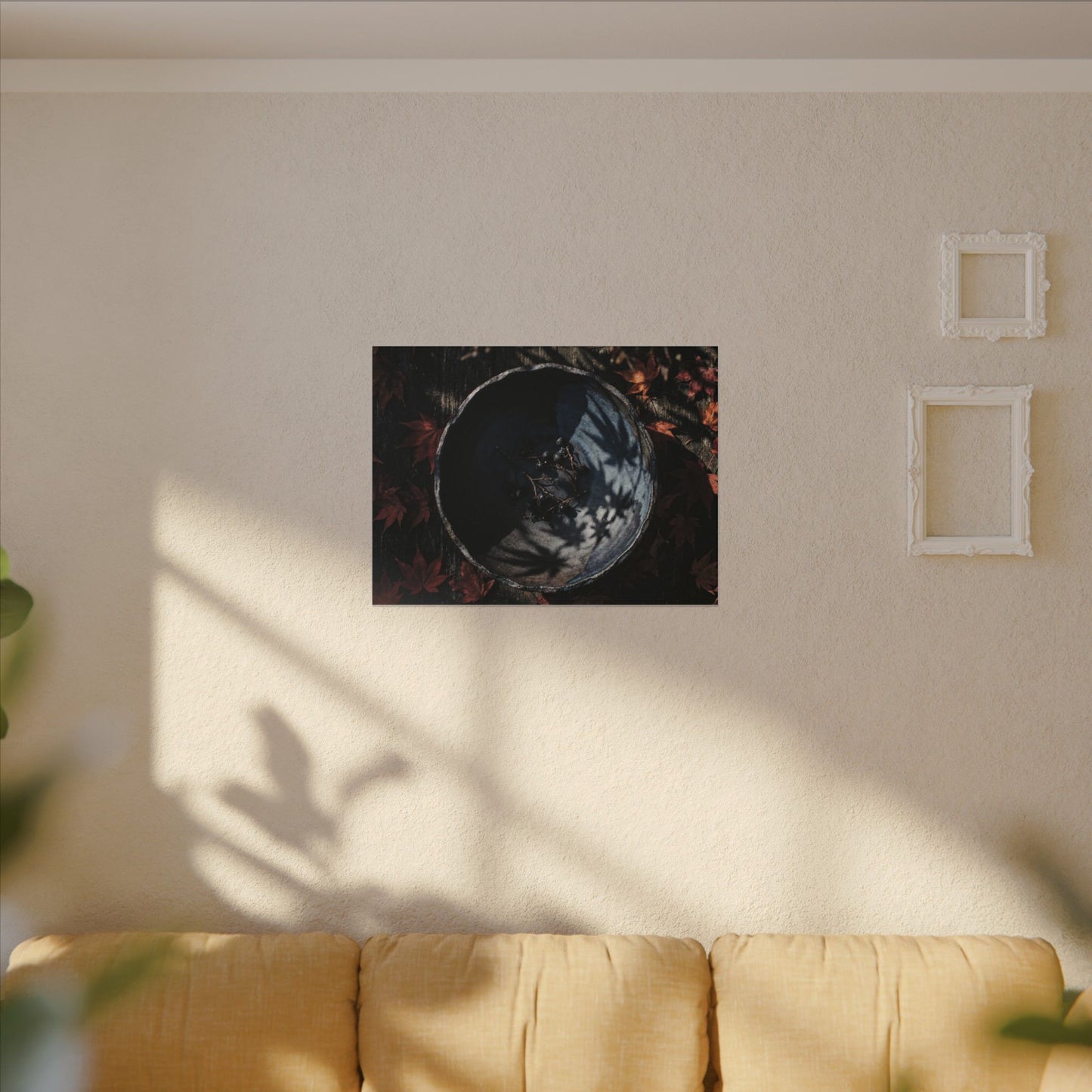 Autumn Ceramic Bowl Shadow Zen Canvas Art | Bold Decor