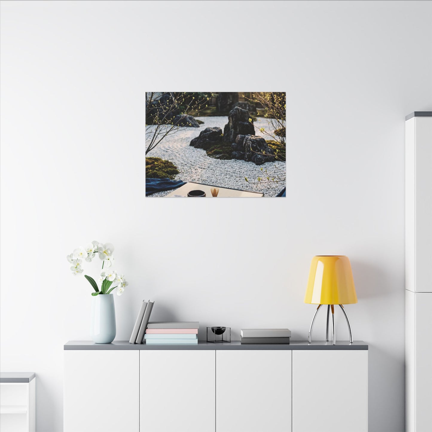Zen Tea Ceremony in Golden Hour | Karesansui Canvas Art