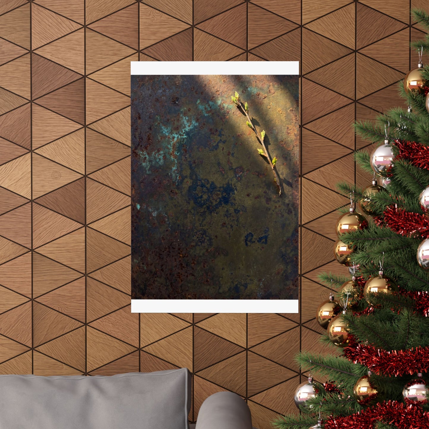 Rust Patina Spring Wall Art Print | Dark Japandi Luxurious Design