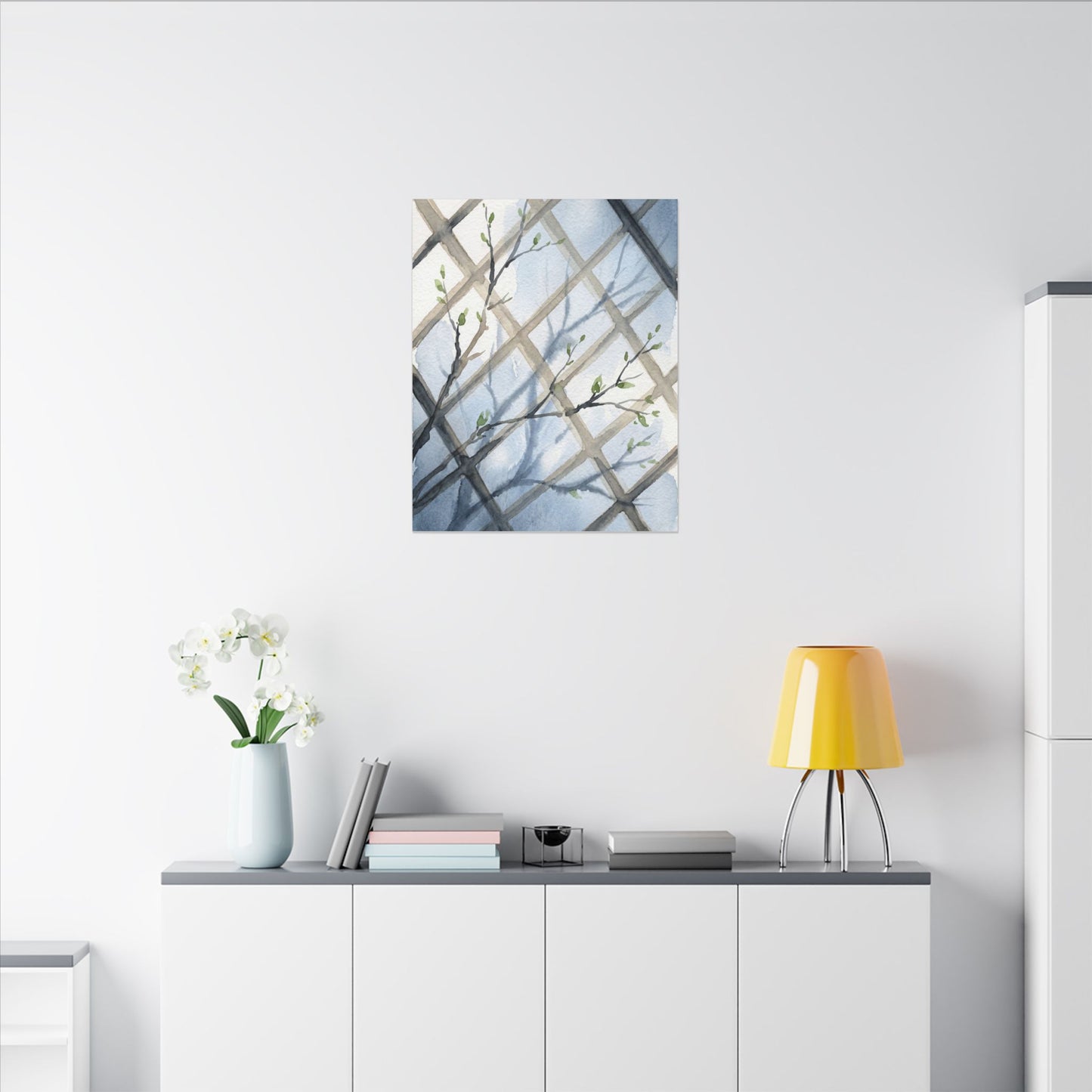 Shoji Screen Canvas Art | Spring Japandi Watercolor Art