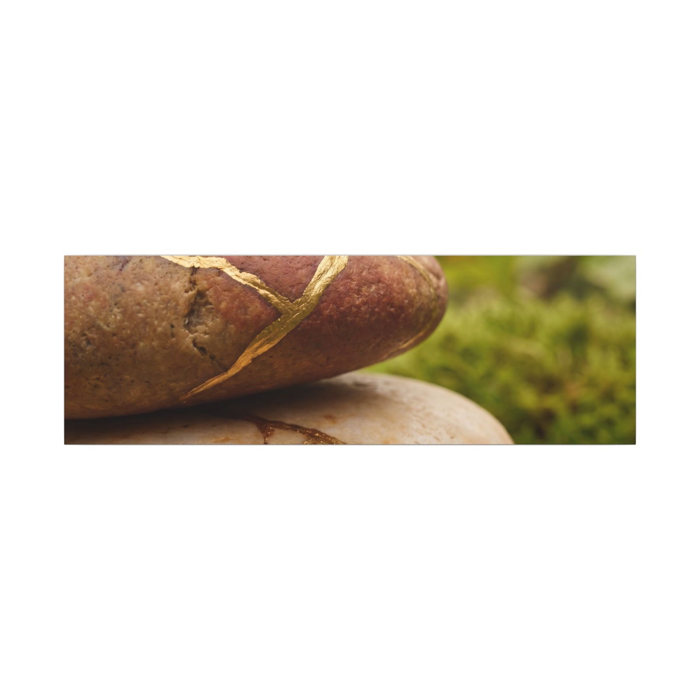 River Stones Summer Canvas Art | Kintsugi Healing Design