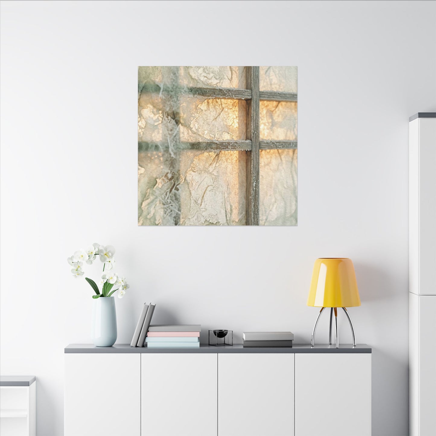 Winter Shoji Screen Watercolor Canvas Art | Elegant Decor