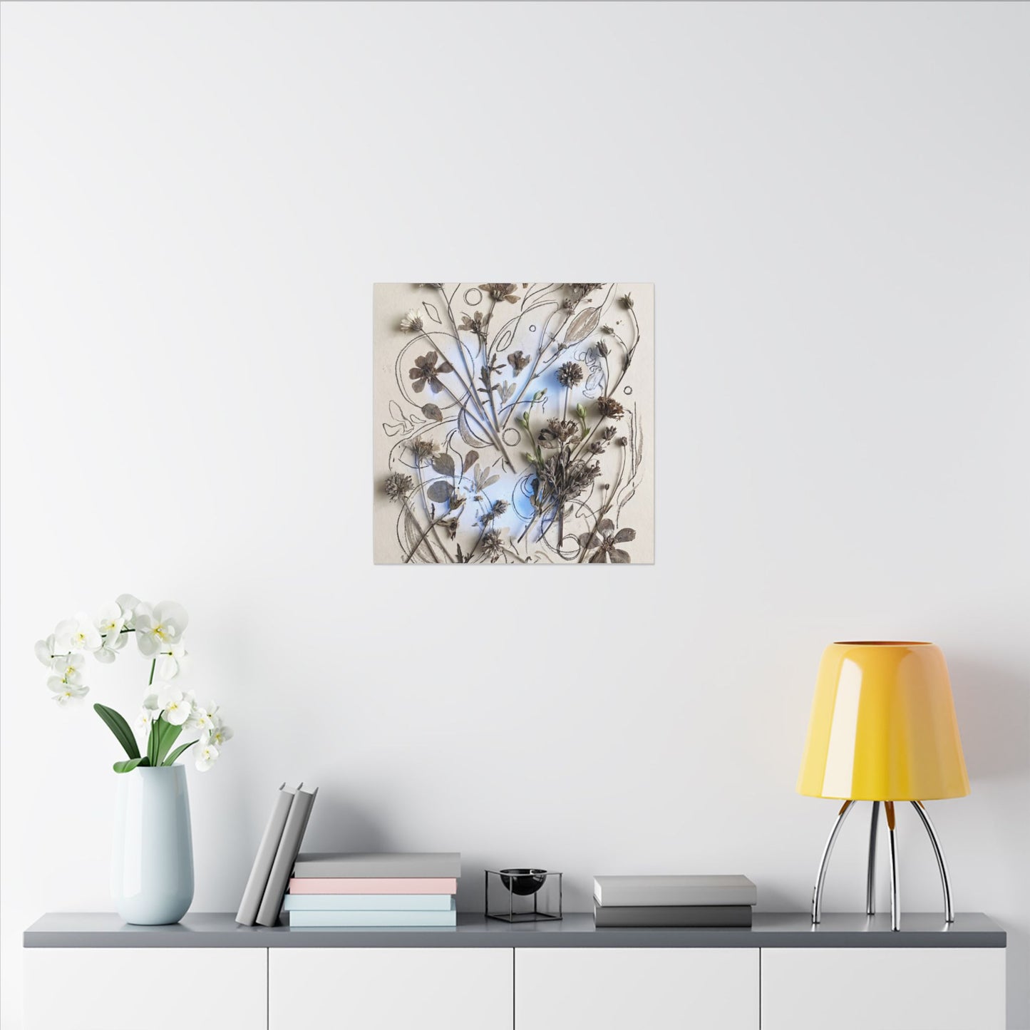 Dried Flowers Minimal Line Canvas Art | Elegant Japandi Art