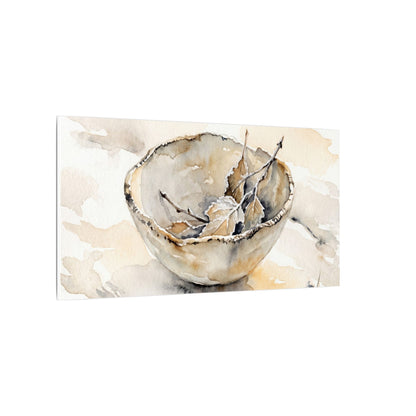 Ceramic Bowl Canvas Art | Winter Japandi Watercolor Art