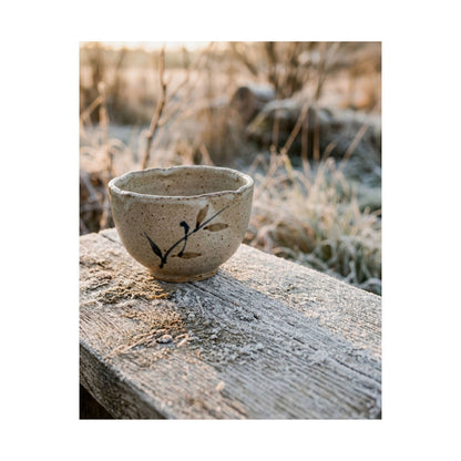 Japandi Ceramic Bowl in Golden Hour | Japanese Pattern Wall Art Print