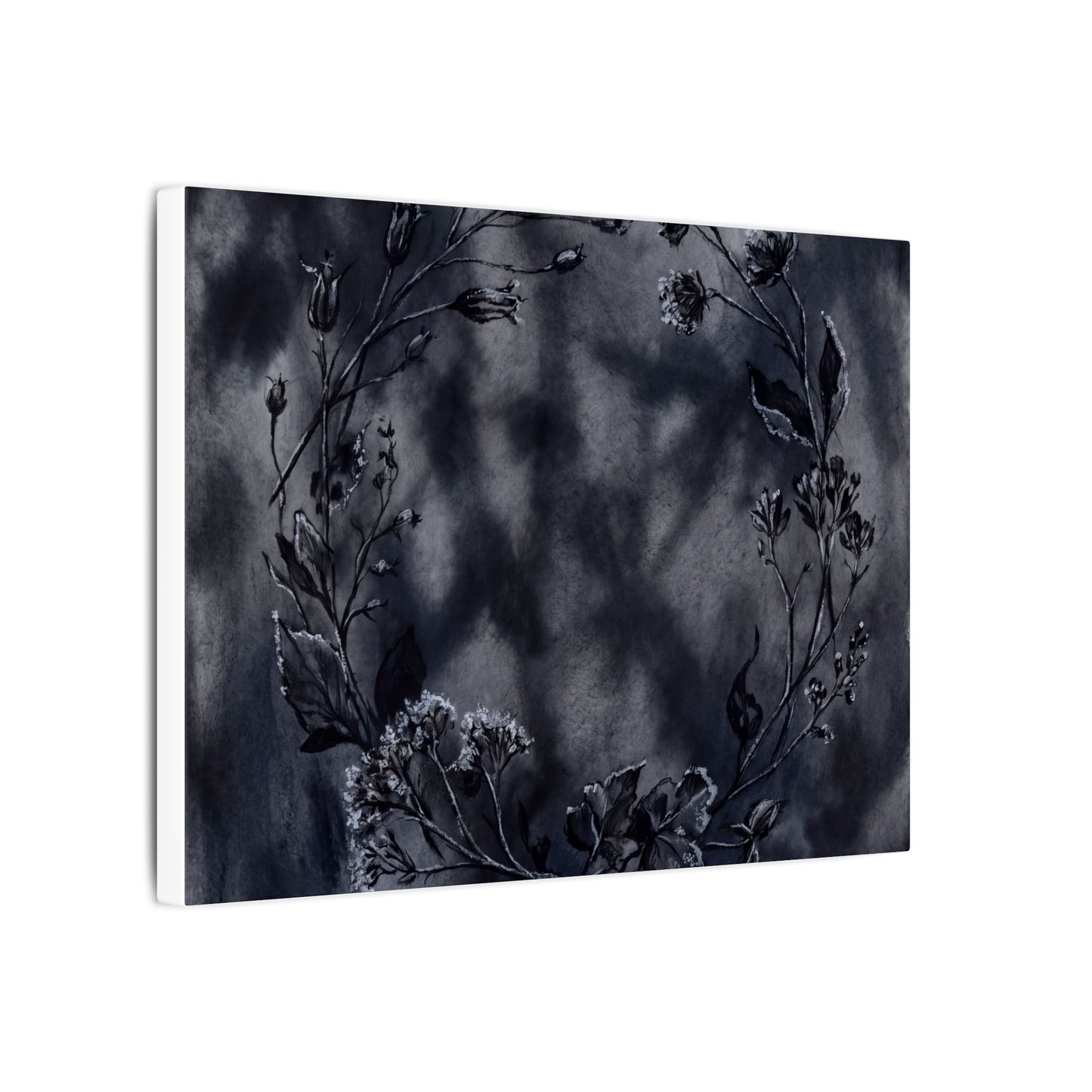 Dried Flowers Canvas Art | Winter Dark Japandi Shadow Zen Art
