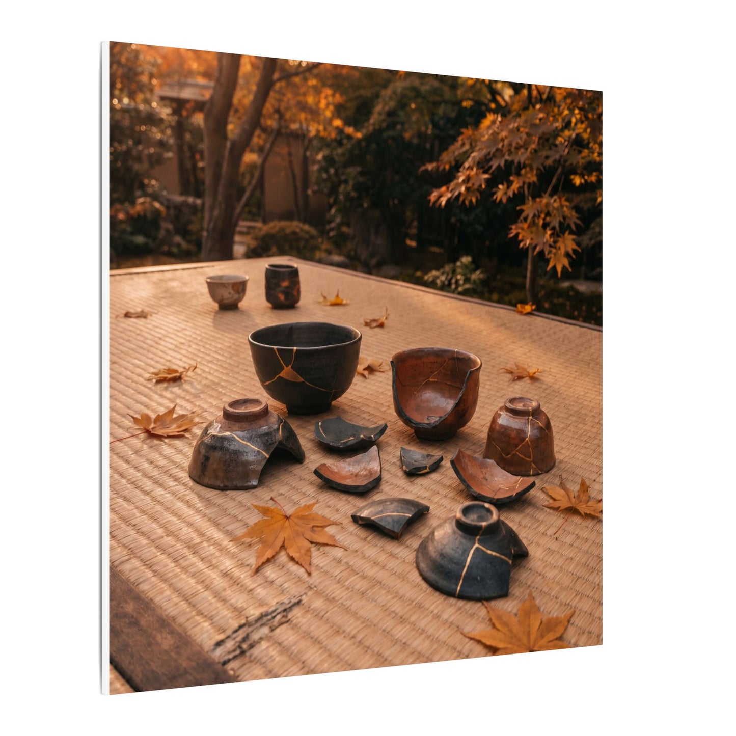Golden Hour Tea Ceremony Canvas Art - Kintsugi Shibui