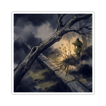 Atmospheric Moonlit Garden Sticker - Charcoal Ink Dark Japandi
