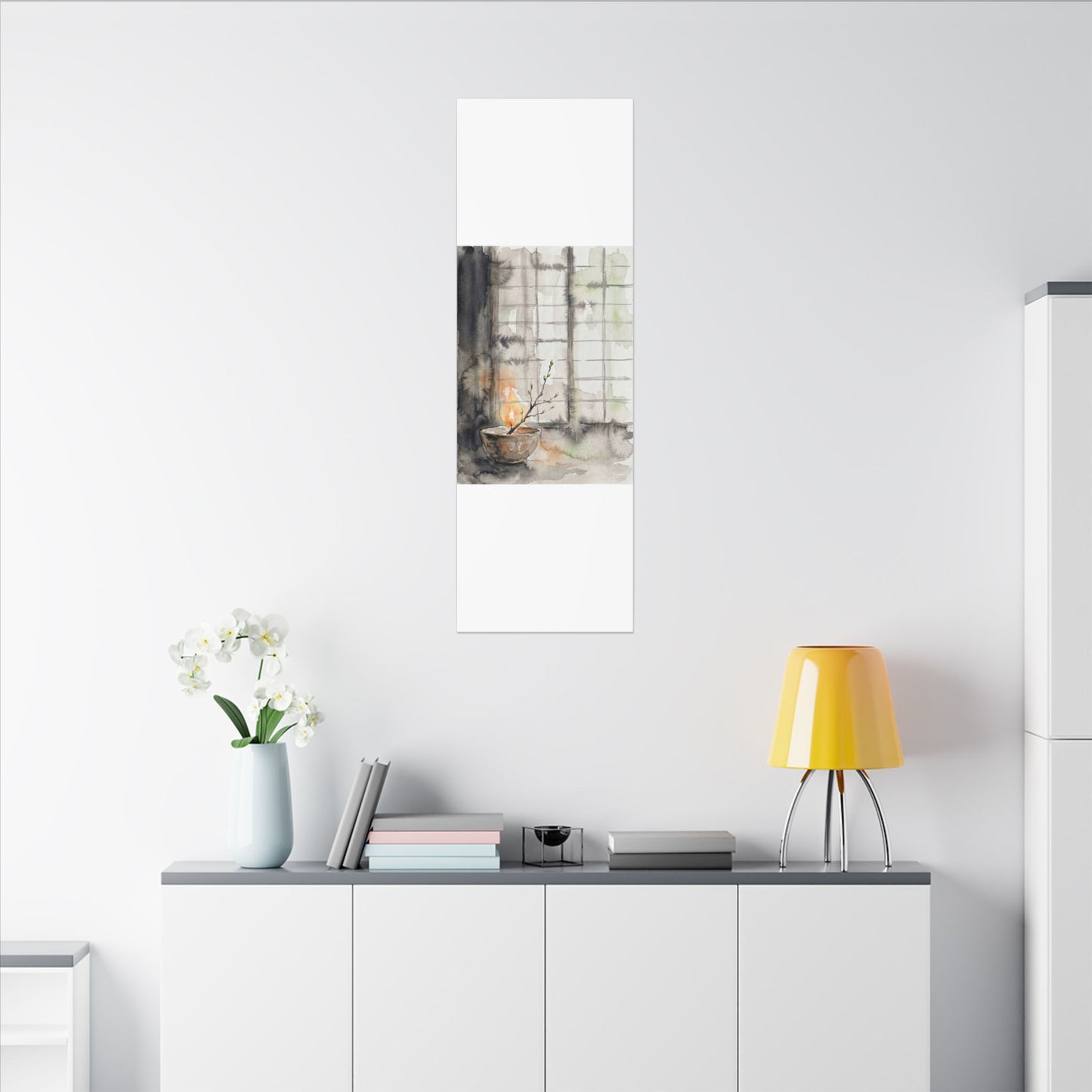Shoji Screen Canvas Art | Spring Japandi Watercolor Art
