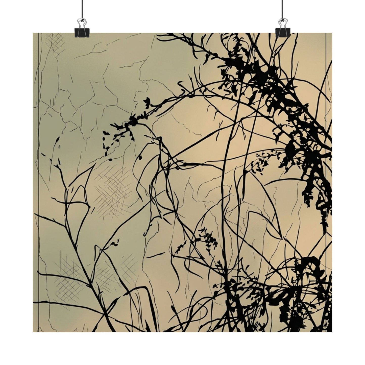 Golden Hour Shadow Play Wall Art Print - Japandi Mono No Aware