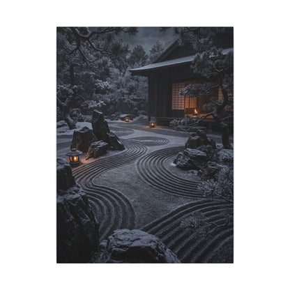 Candlelight Rock Garden Canvas Art - Dark Japandi Fukinsei