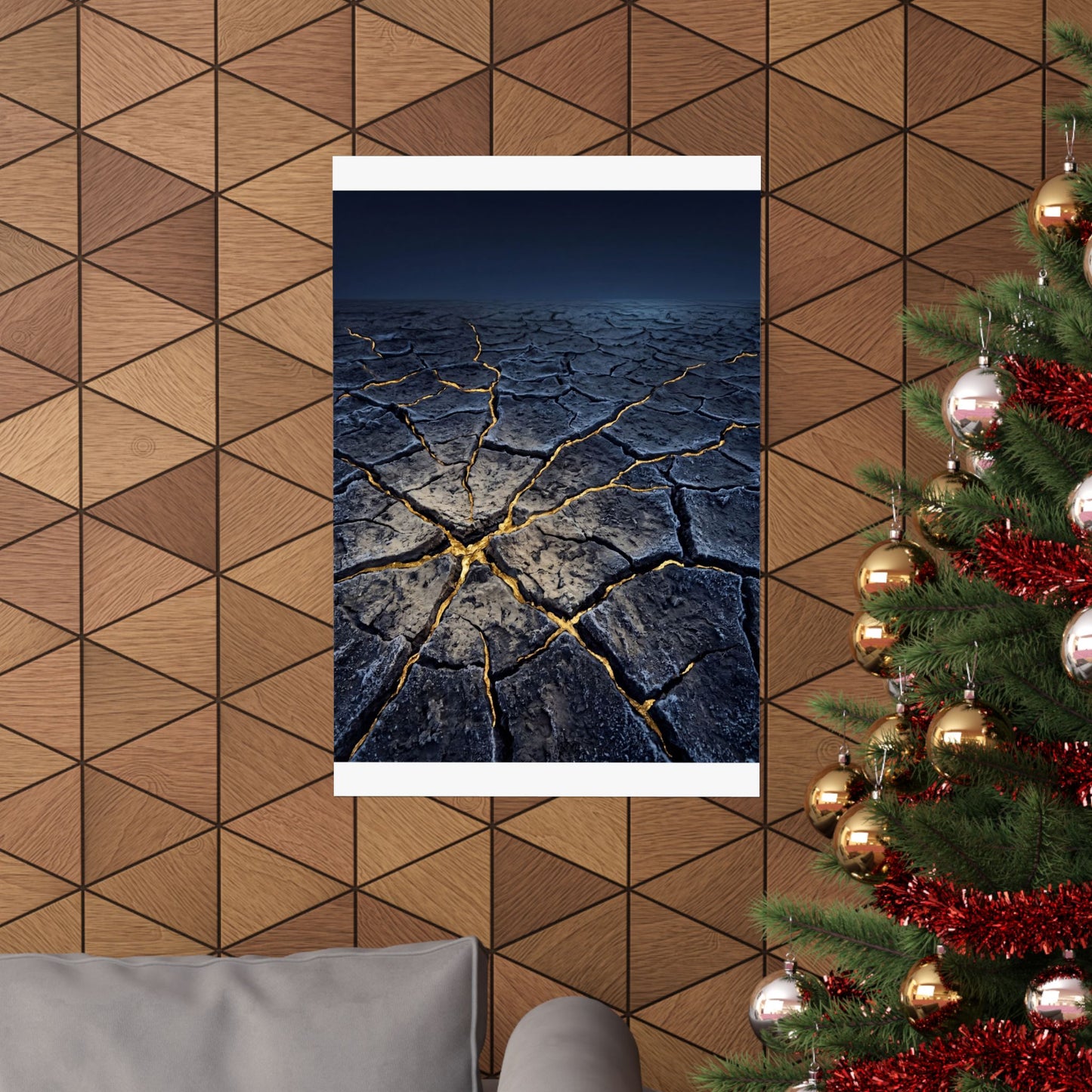 Ma Cracked Earth Wall Art Print - Kintsugi Broken Beauty