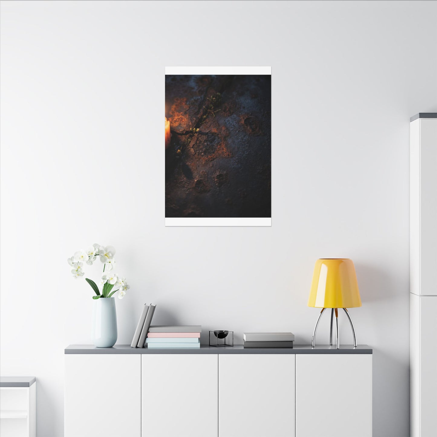 Candlelight Rust Patina Canvas Art - Dark Japandi Ma